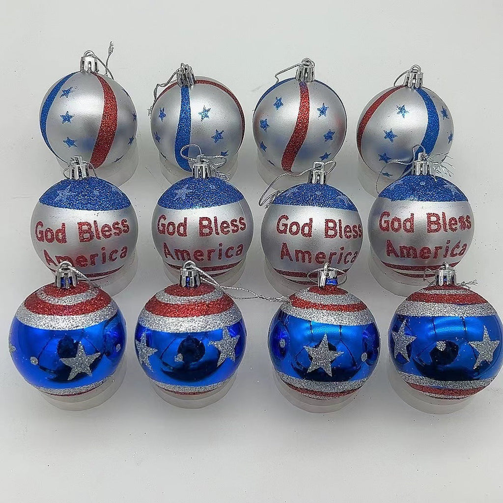 Unisex nan patriotic glass Christmas bauble set with glitter effect and inscription Yeouu