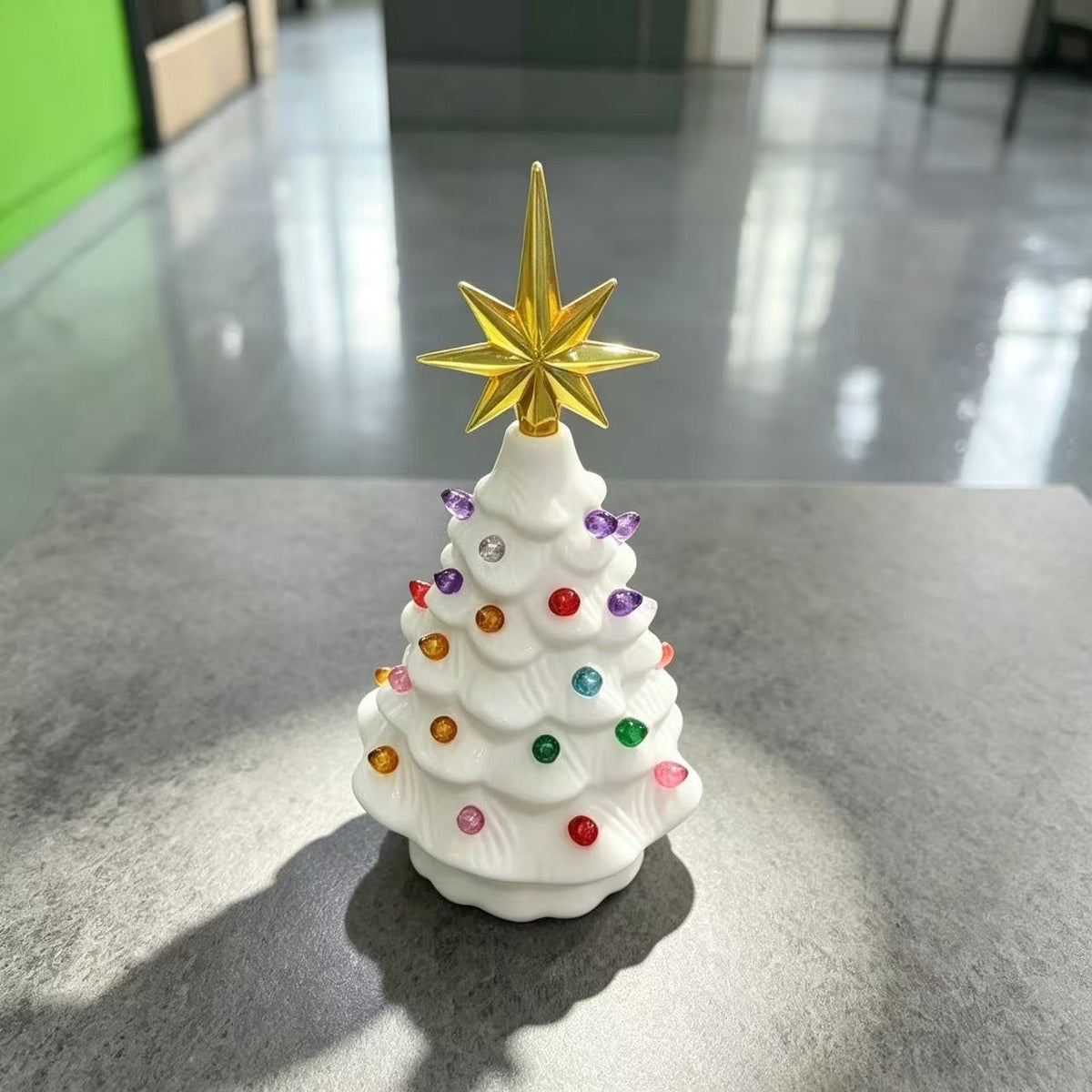 Decorative Ceramic Christmas Tree Figurine Yeouu