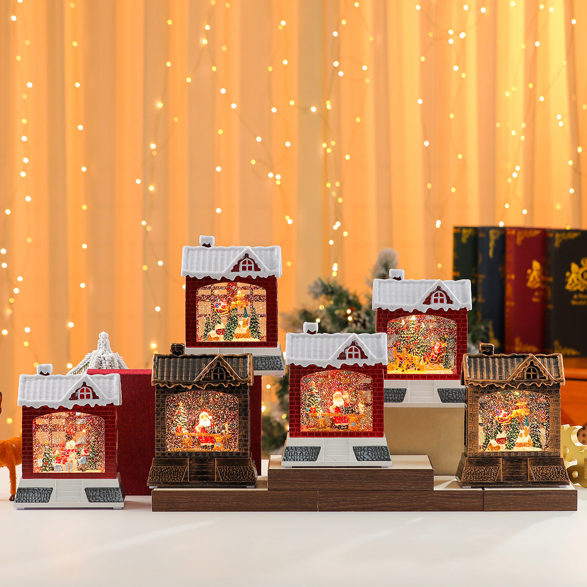 Christmas Village Snow Globe Figurine Yeouu