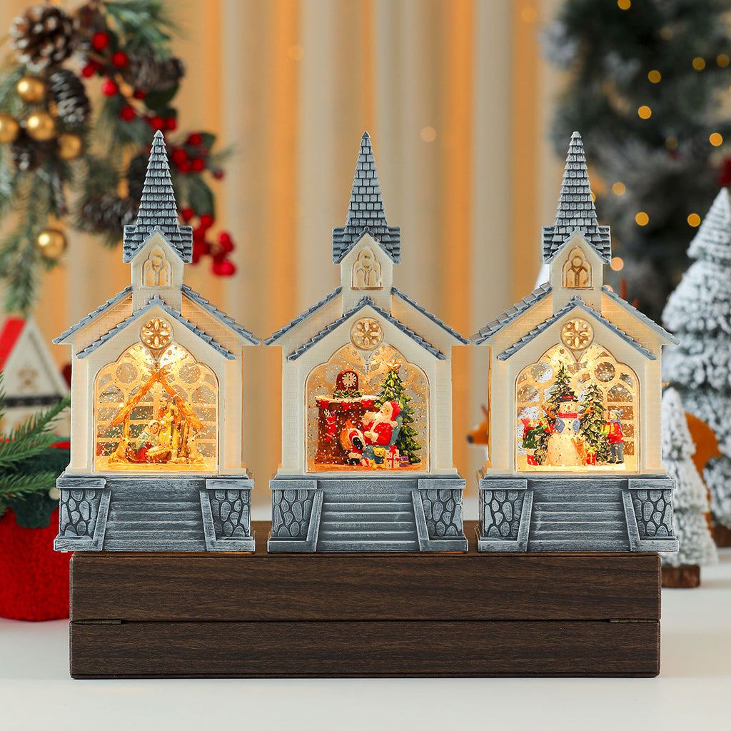 Illuminated Christmas Village Scene Decoration Yeouu