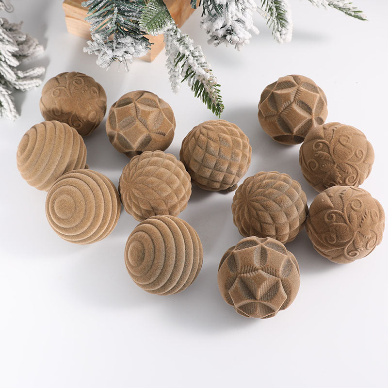 Yeouu | Flocking Christmas Ball 6cm12 Boxed Christmas Tree Velvet Ball Holiday Decorations
