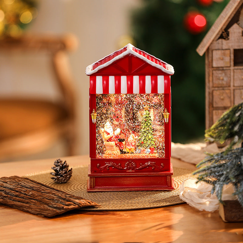 Illuminated Christmas lantern with snow and Christmas motif Yeouu