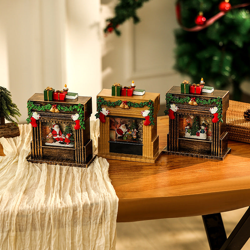 Decorative Christmas Romance Fireplace Figure Yeouu