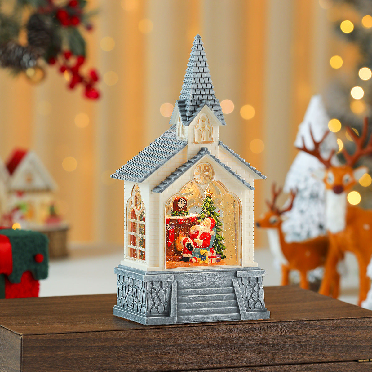 Illuminated Christmas Village Scene Decoration Yeouu