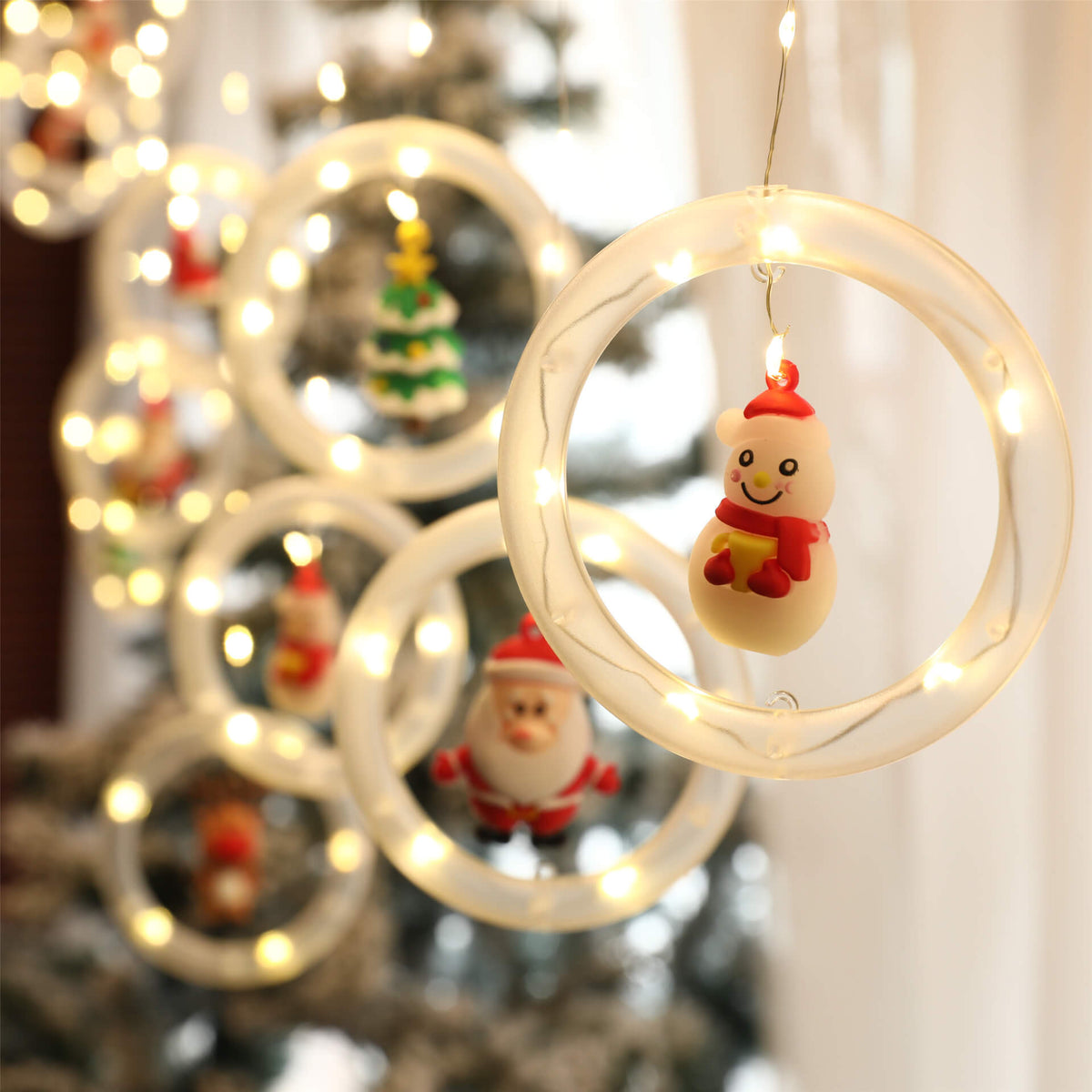 Yeouu | Christmas Circle Doll Hanging Decoration 10 LED USB String Lights