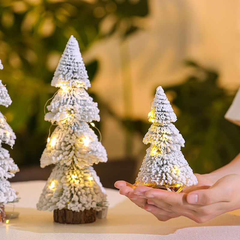 Illuminated Mini Frosted Christmas Tree Decoration Yeouu