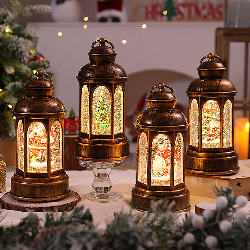 Illuminated Christmas lantern with Santa Claus scene Yeouu