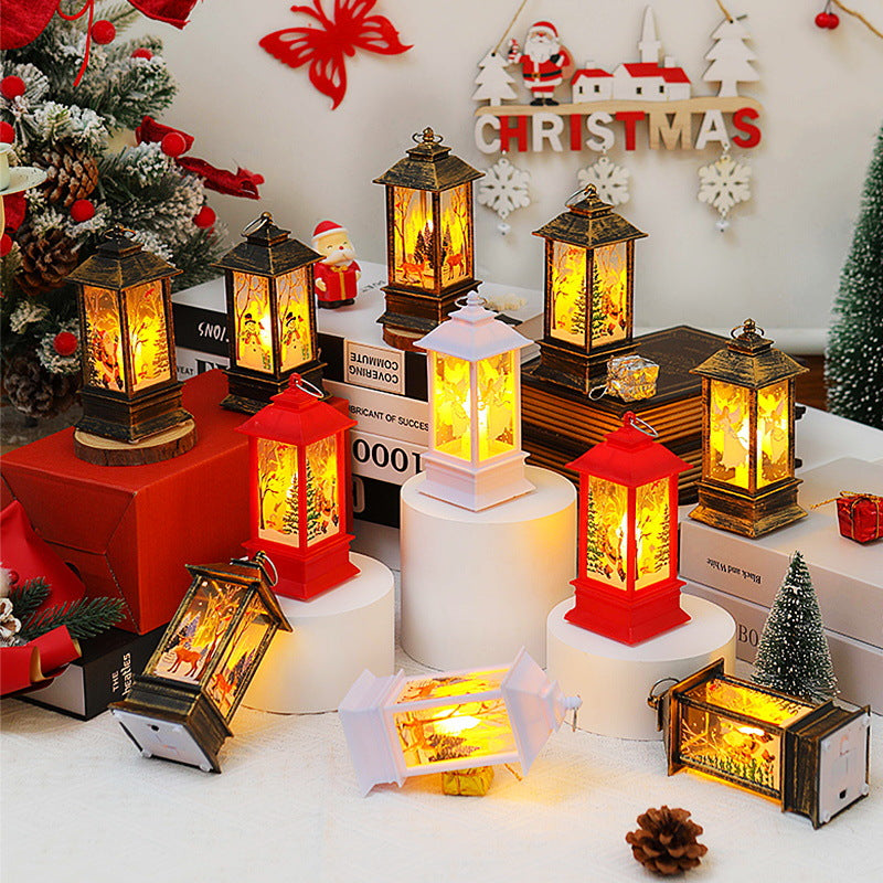 Nostalgic LED Christmas lantern with movable Santa motif Yeouu