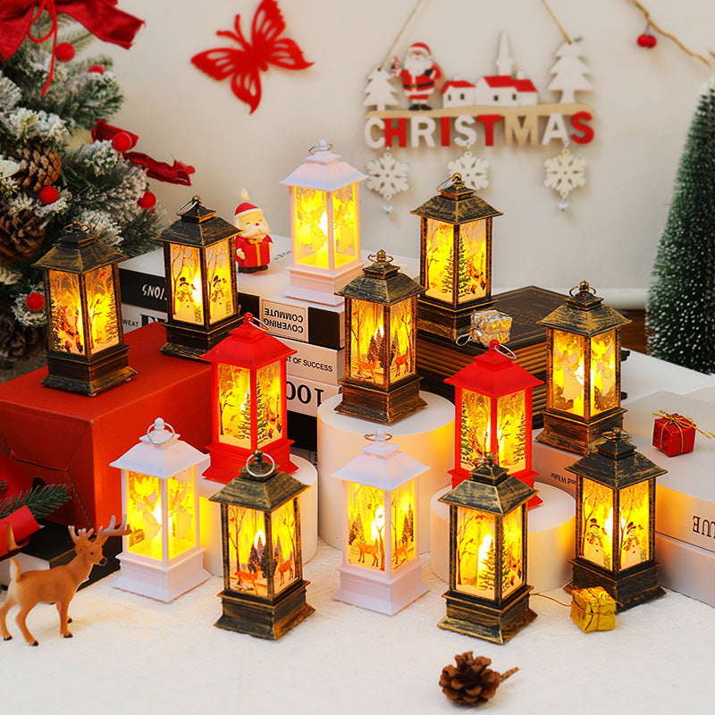 Nostalgic LED Christmas lantern with movable Santa motif Yeouu