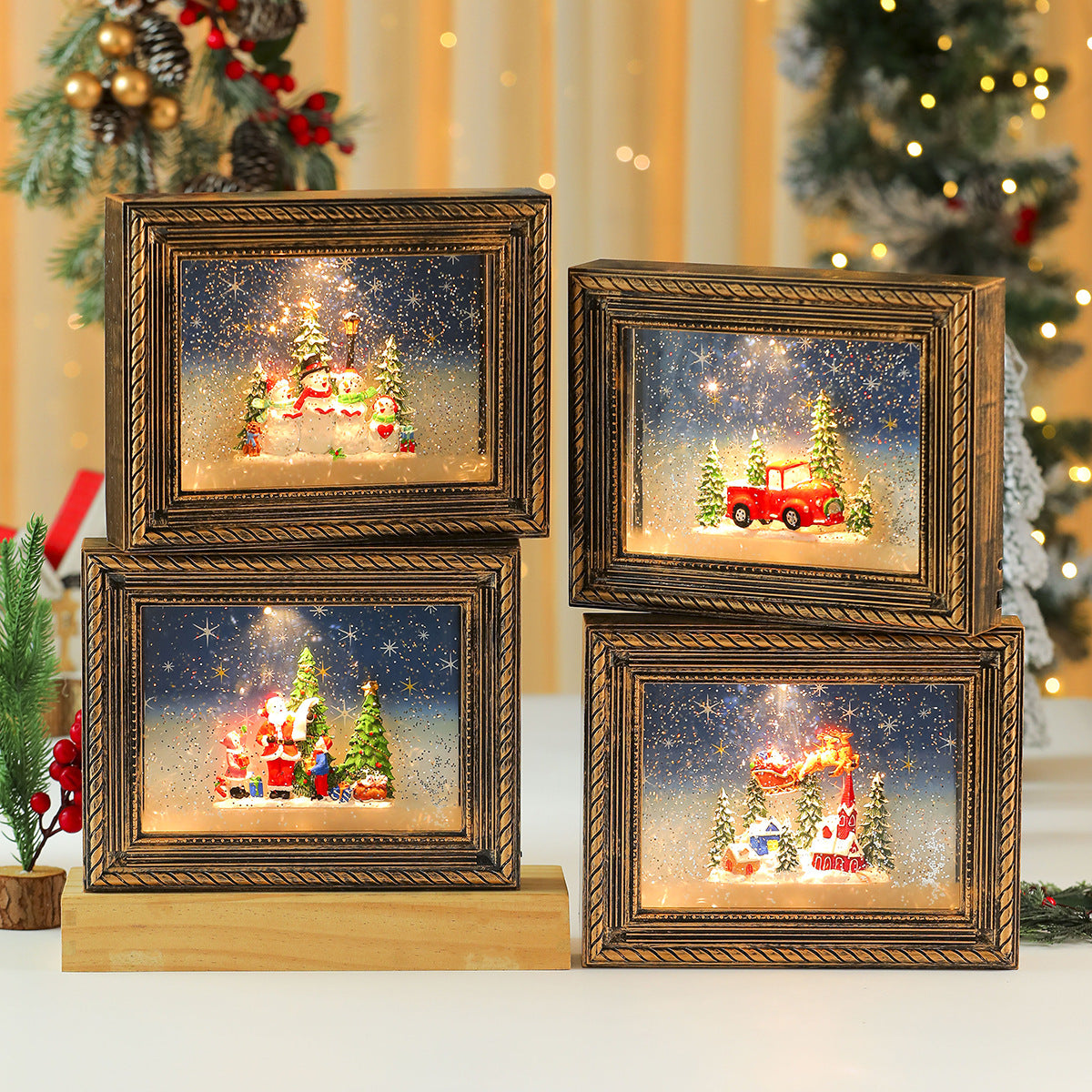 Illuminated Christmas Scene Figurine Yeouu