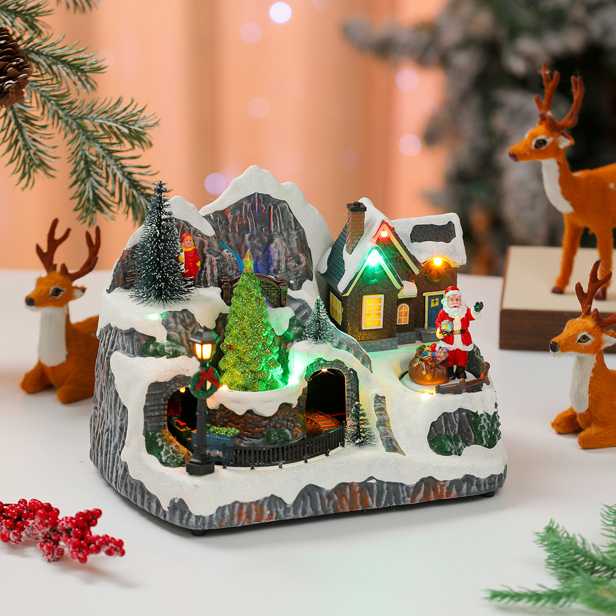LED Illuminated Christmas Village Decoration Yeouu