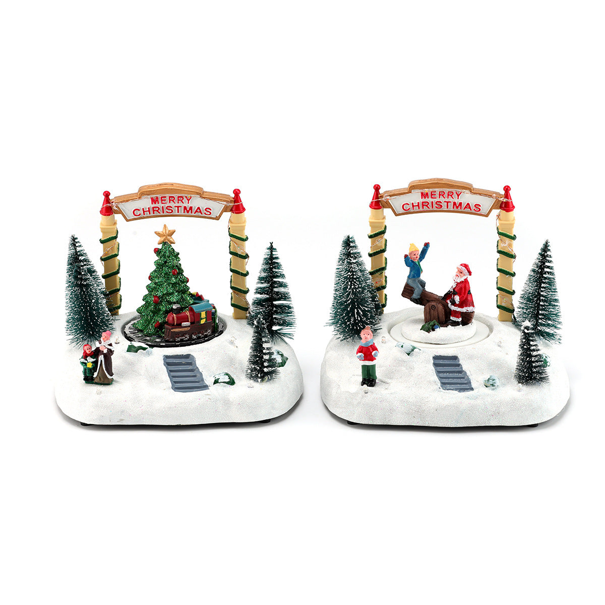 LED Light-Up Christmas Village Figurine Yeouu