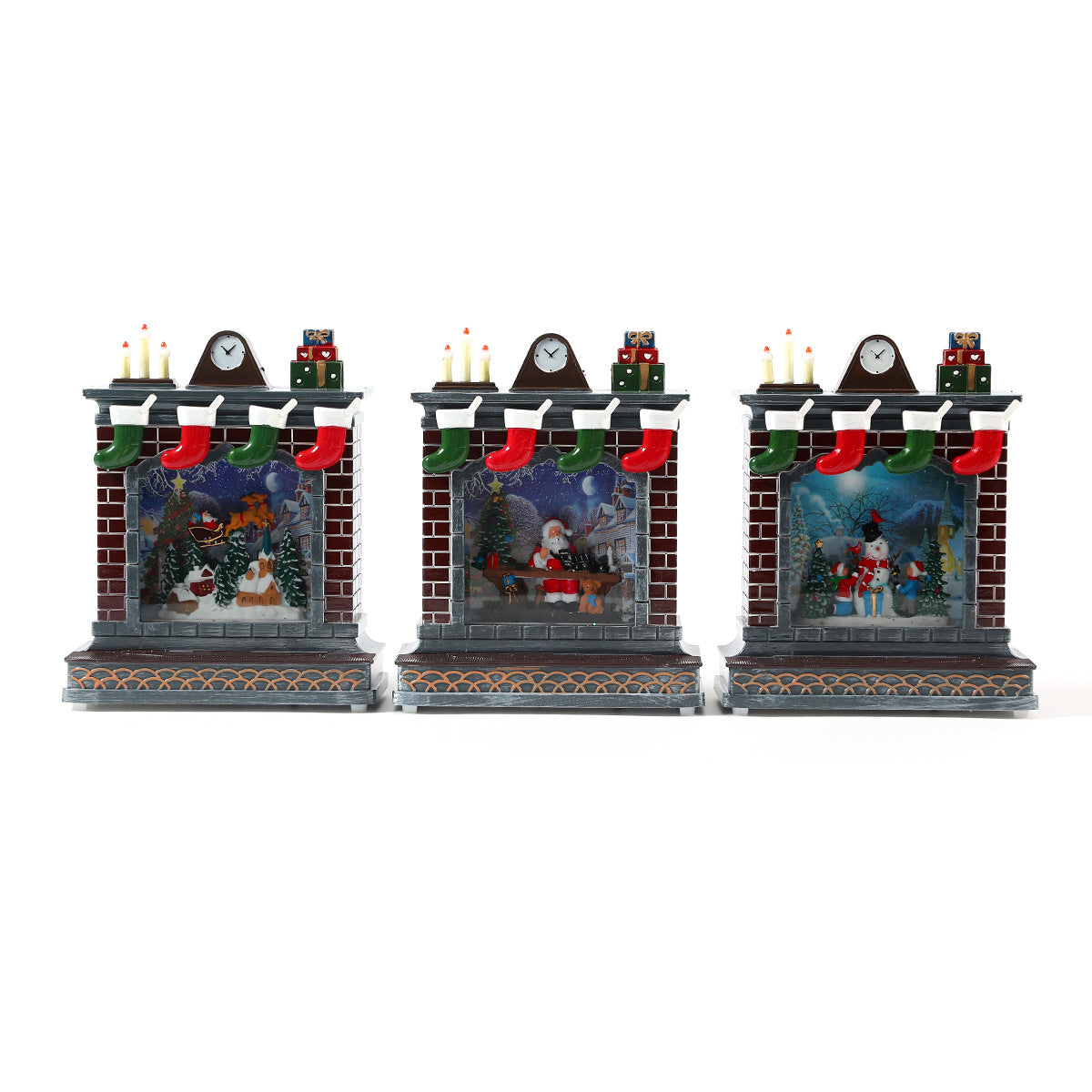 LED Illuminated Christmas Fireplace Decoration Yeouu