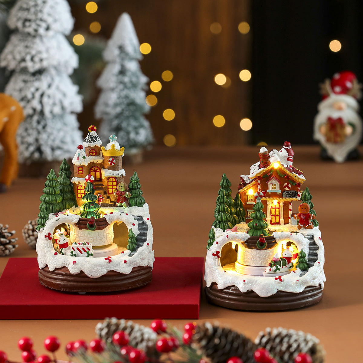 Decorative LED Christmas Village Figurine Yeouu
