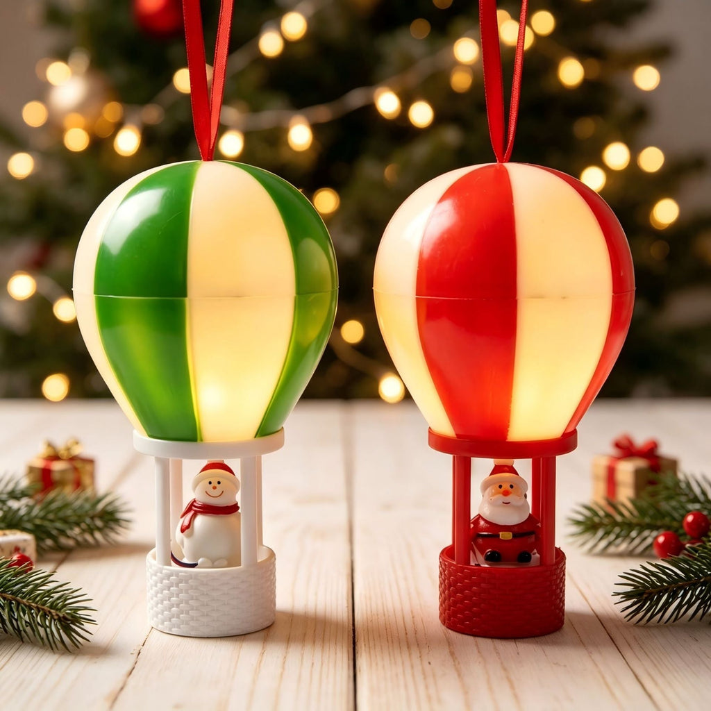 Christmas decoration hot air balloon with snowman