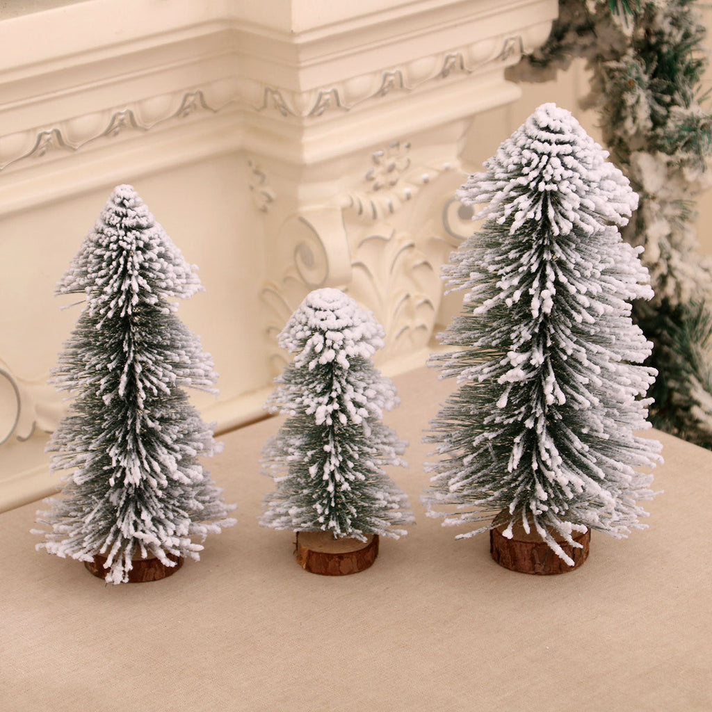 Miniature Snow-Covered Christmas Tree Decoration Yeouu