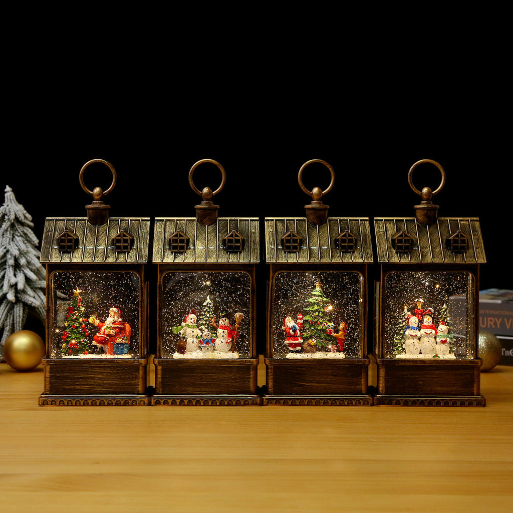 Nostalgic Christmas lantern with movable large Santa Claus Yeouu
