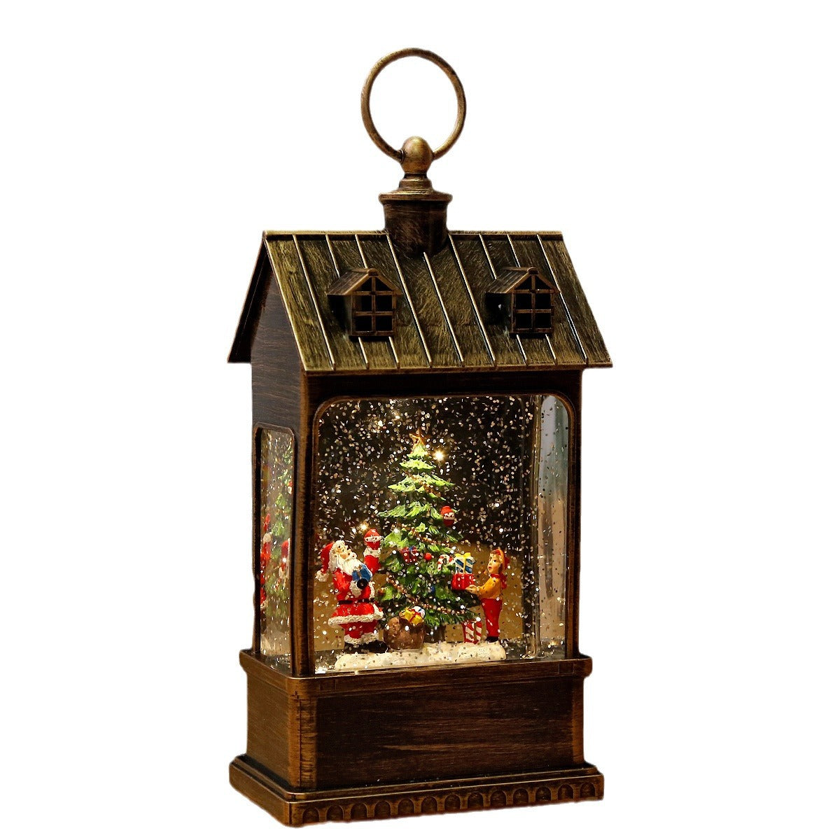 Nostalgic Christmas lantern with movable large Santa Claus Yeouu