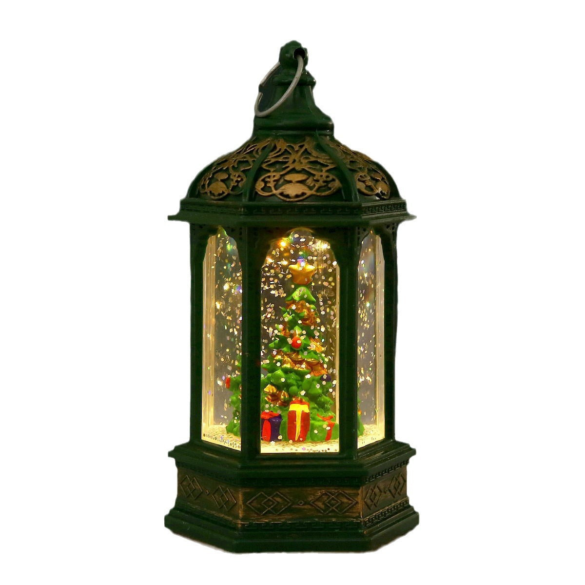 Nostalgic Christmas lantern with moving Santa Claus Yeouu