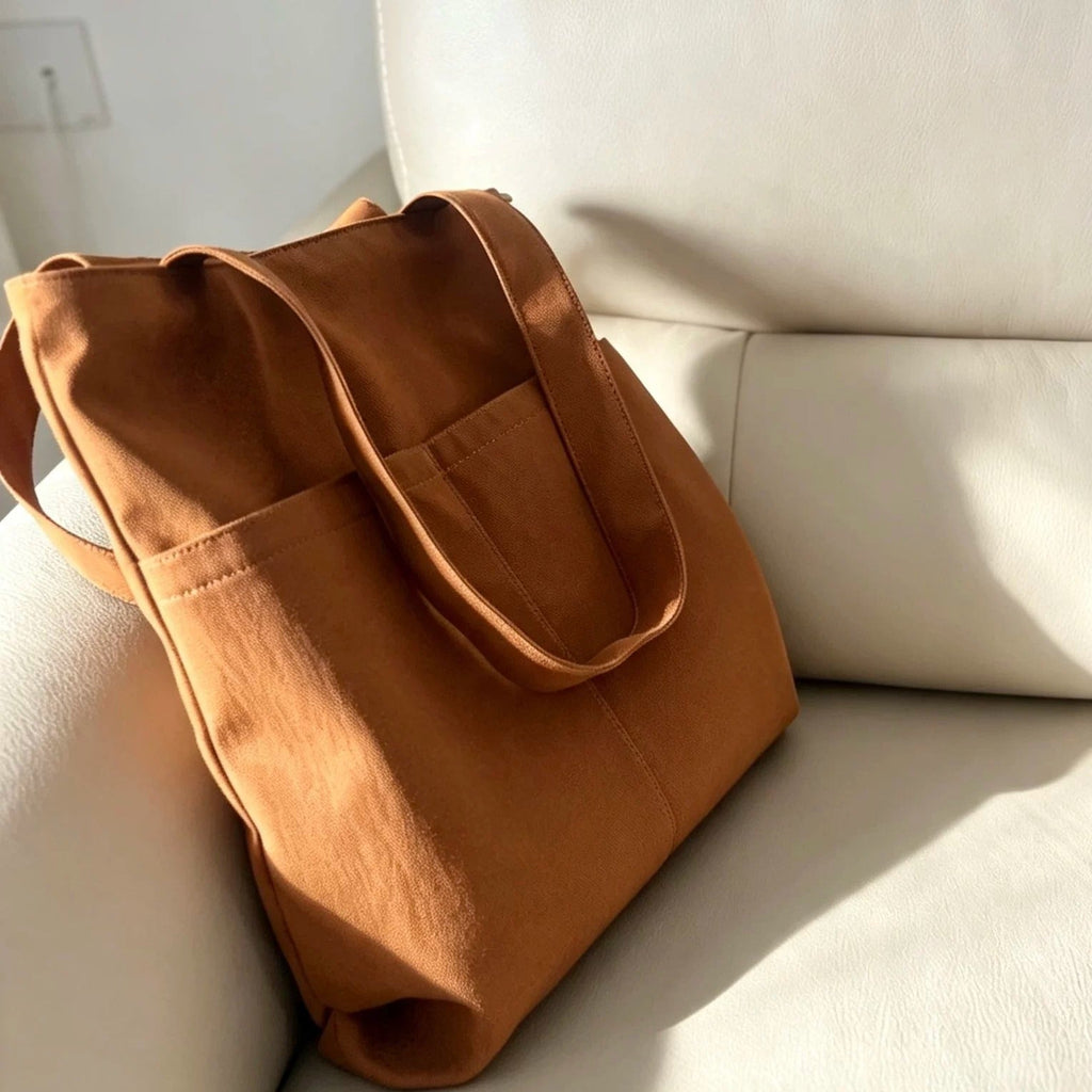 Pocket Plus Canvas Tote Shoulder Bag