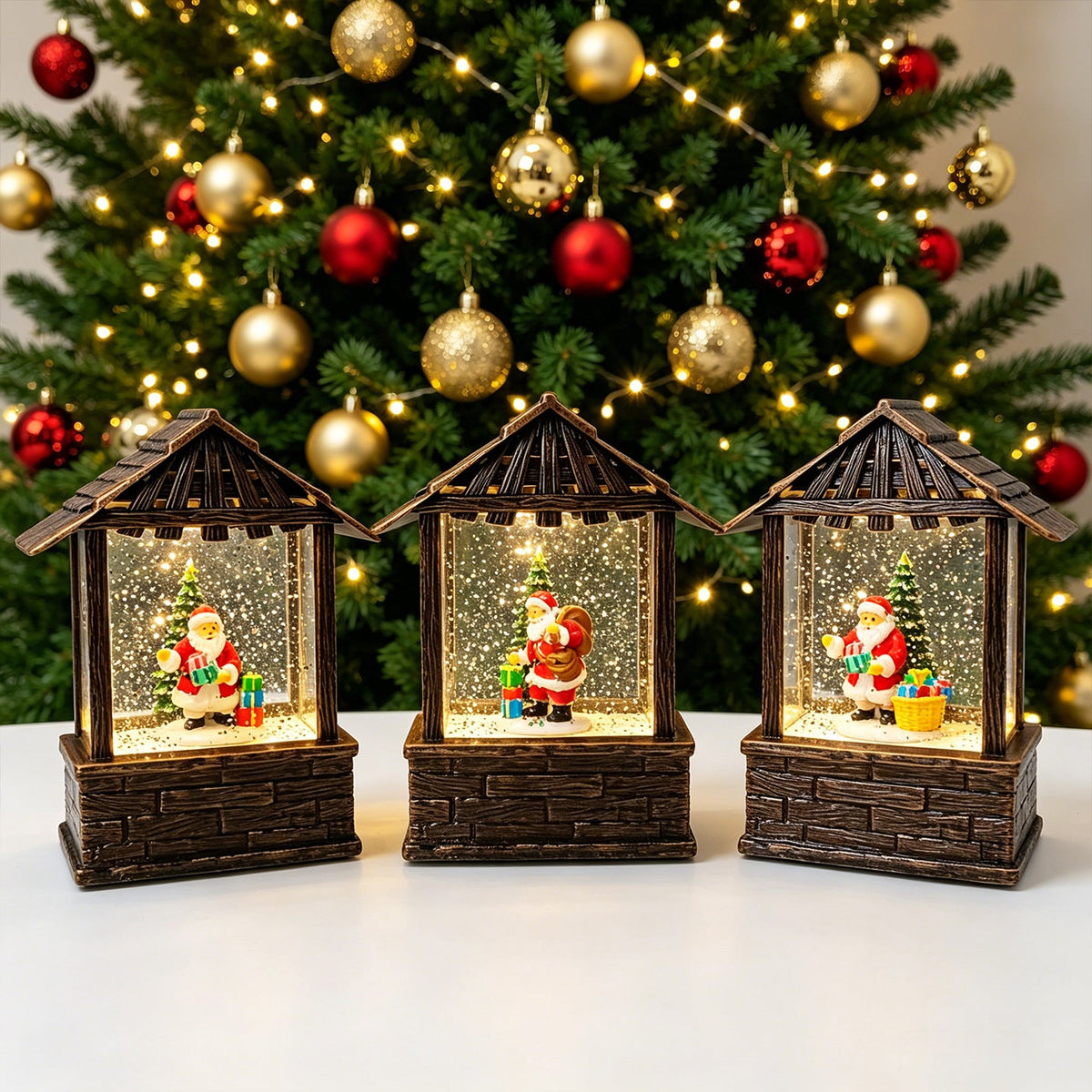 Christmas lantern with snow globe and LED lighting Yeouu