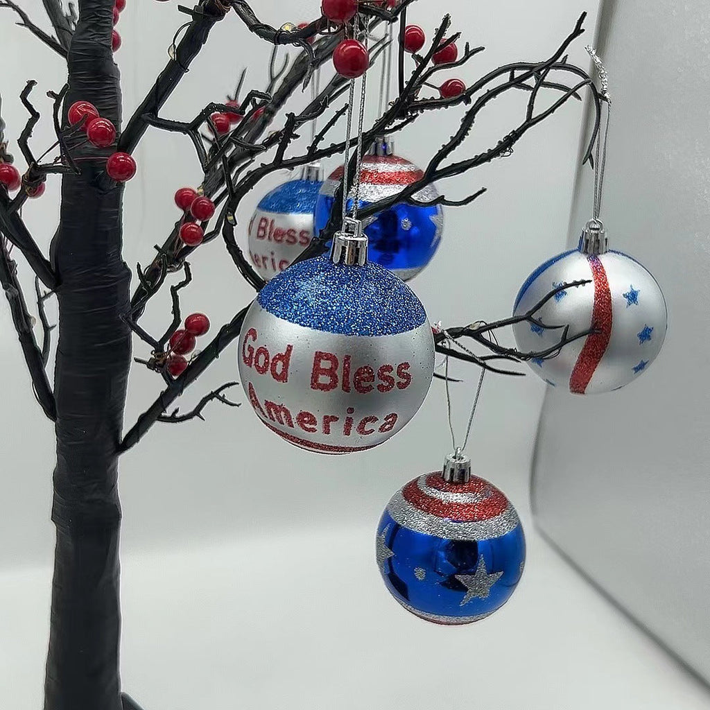 Unisex nan patriotic glass Christmas bauble set with glitter effect and inscription Yeouu