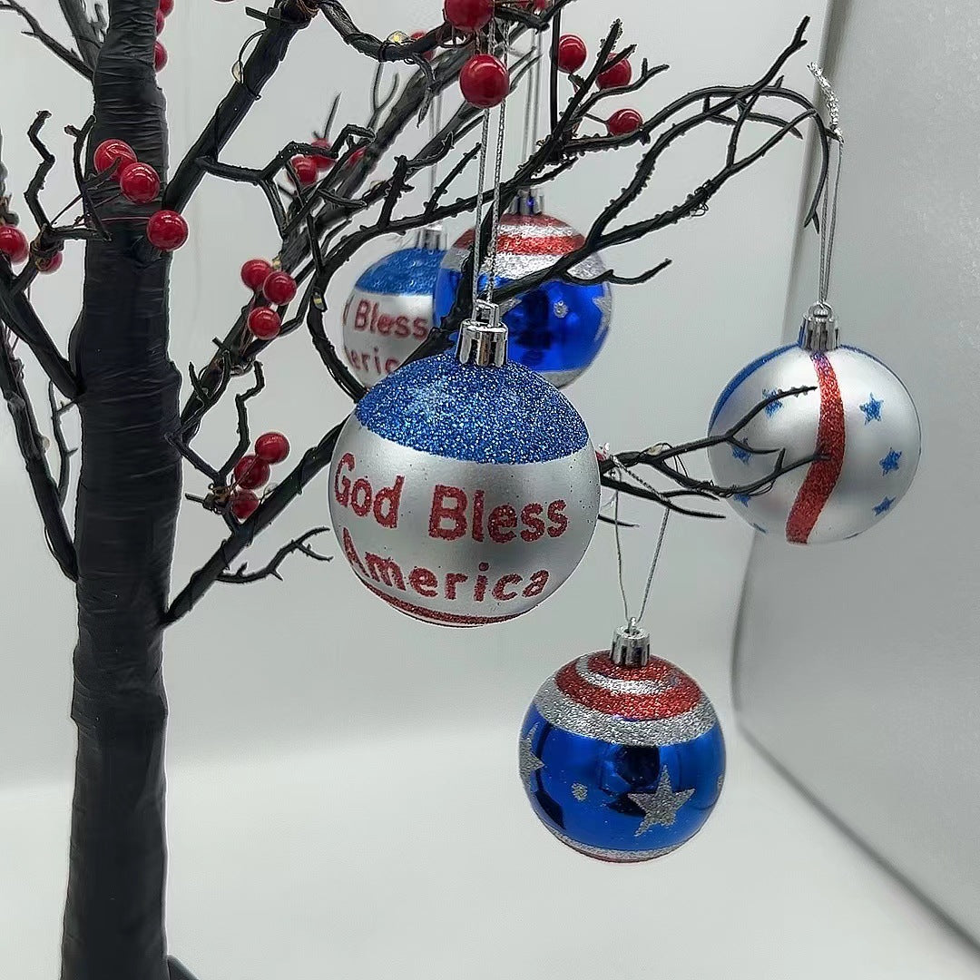 Unisex nan patriotic glass Christmas bauble set with glitter effect and inscription Yeouu