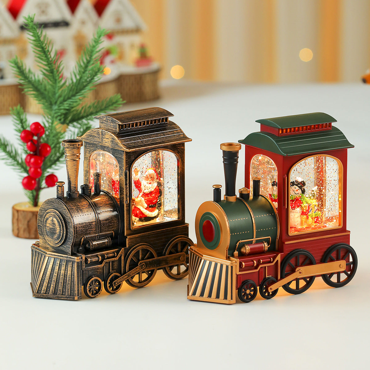 Decorative LED Christmas Train Figurine Yeouu