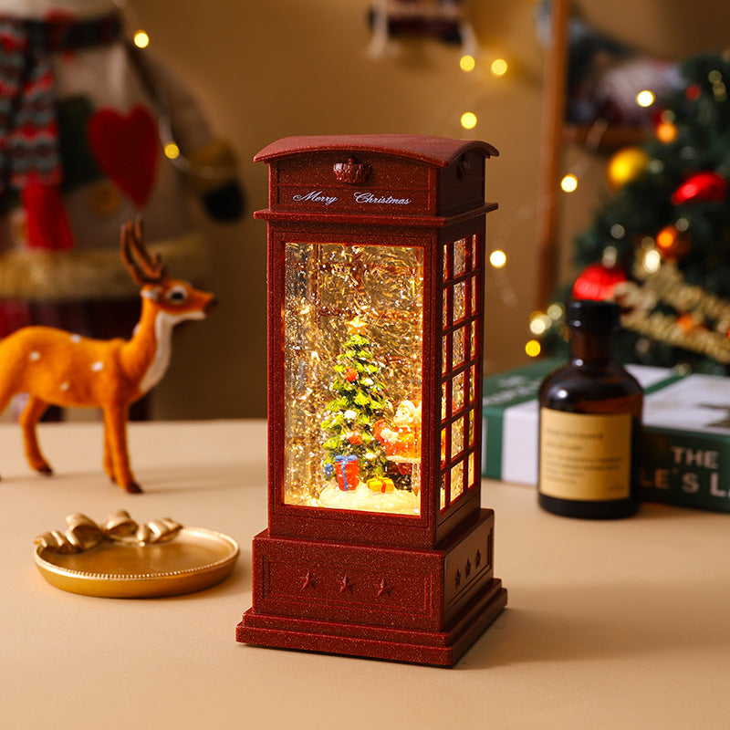 Illuminated Christmas lantern with snow and Christmas motif Yeouu
