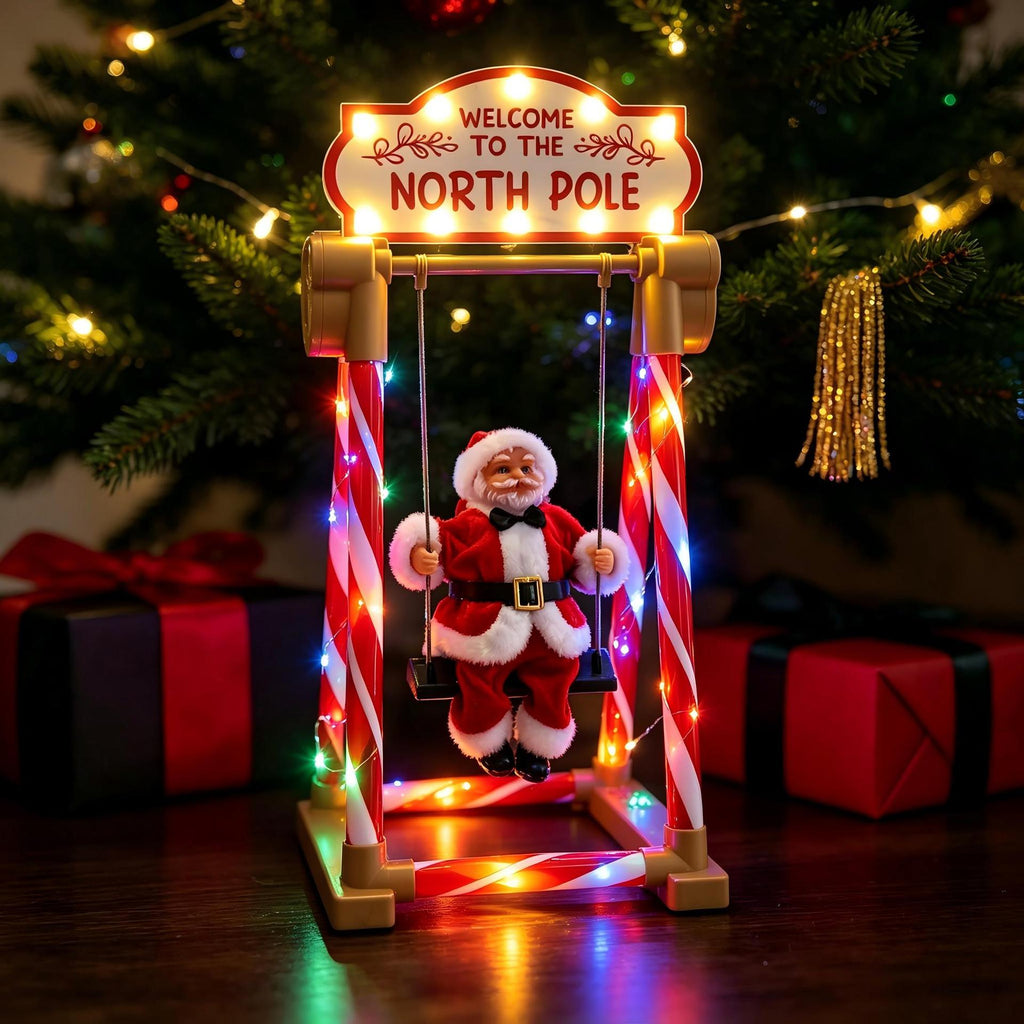 Decorative Santa Claus figure on swing