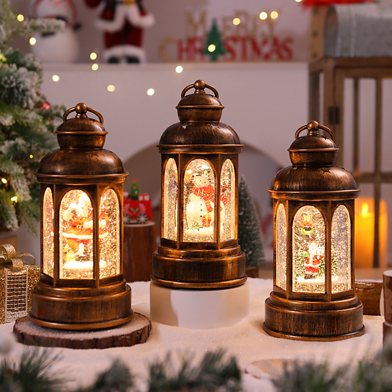 Illuminated Christmas lantern with Santa Claus scene Yeouu