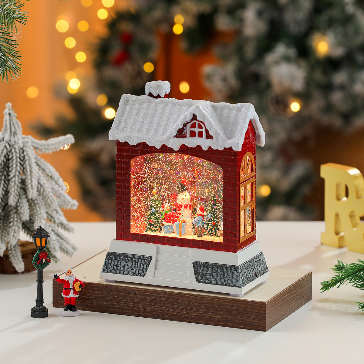 Christmas Village Snow Globe Figurine Yeouu