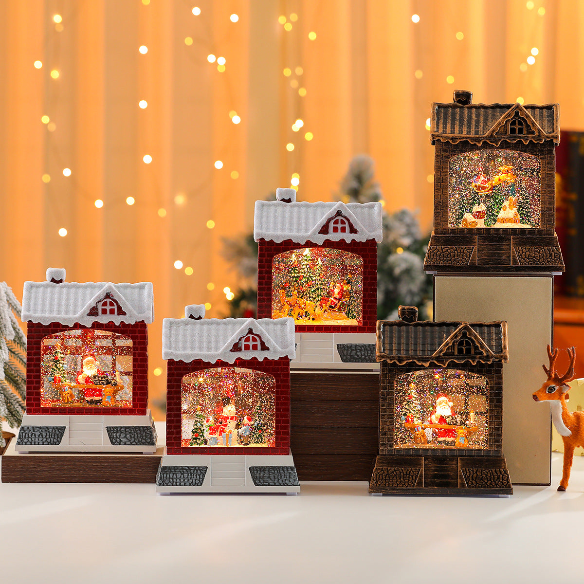 Christmas Village Snow Globe Figurine Yeouu