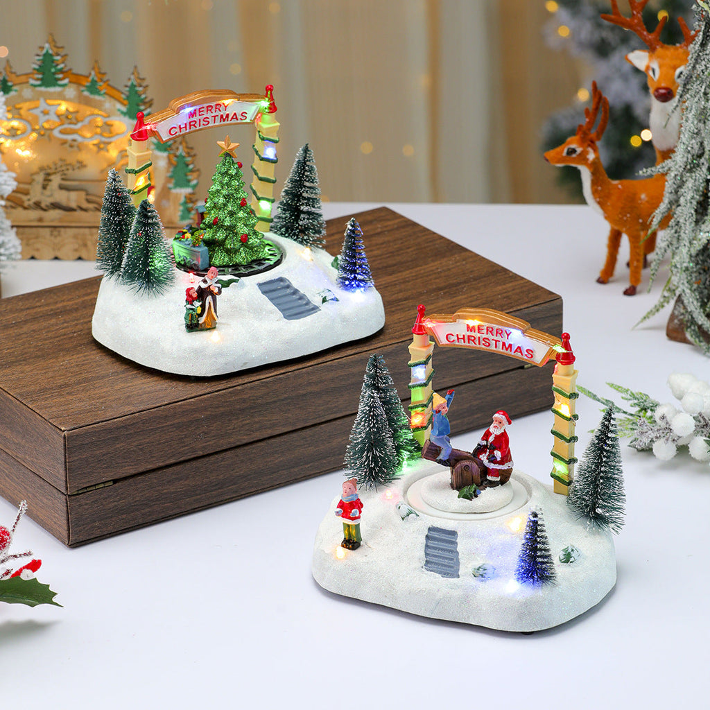 LED Light-Up Christmas Village Figurine Yeouu
