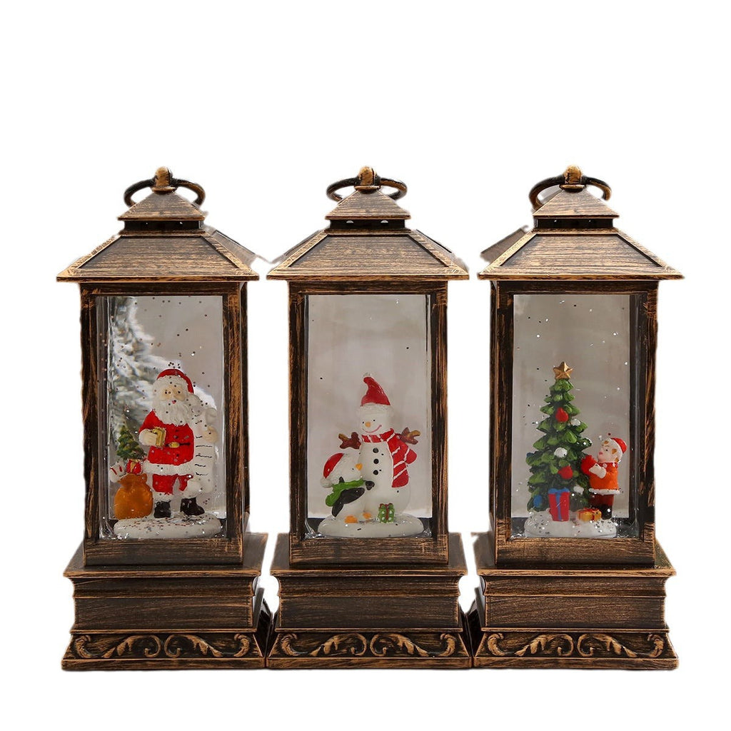 Vintage Christmas lantern with snowman and LED lighting Yeouu