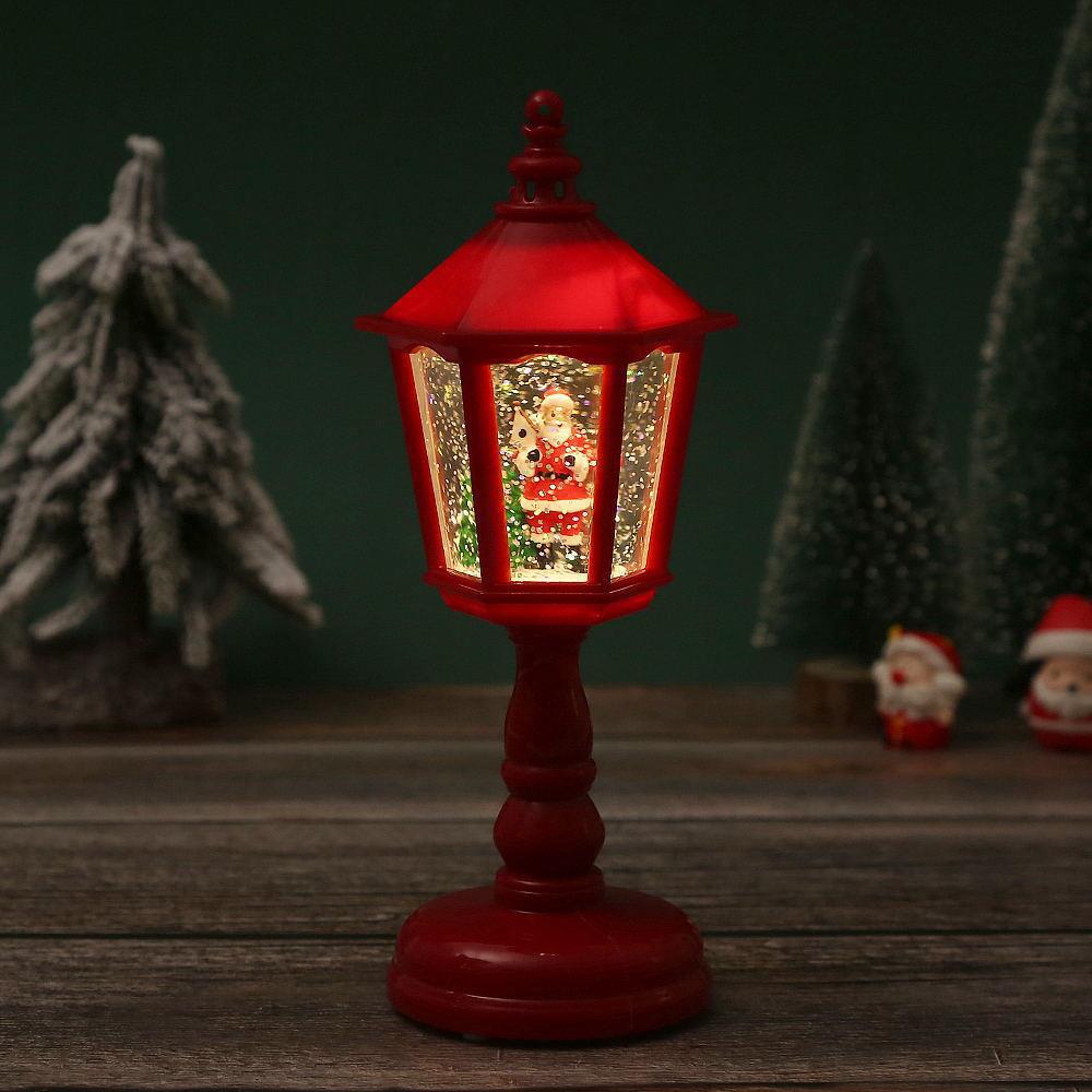 Nostalgic Christmas lantern with moving Santa scene Yeouu