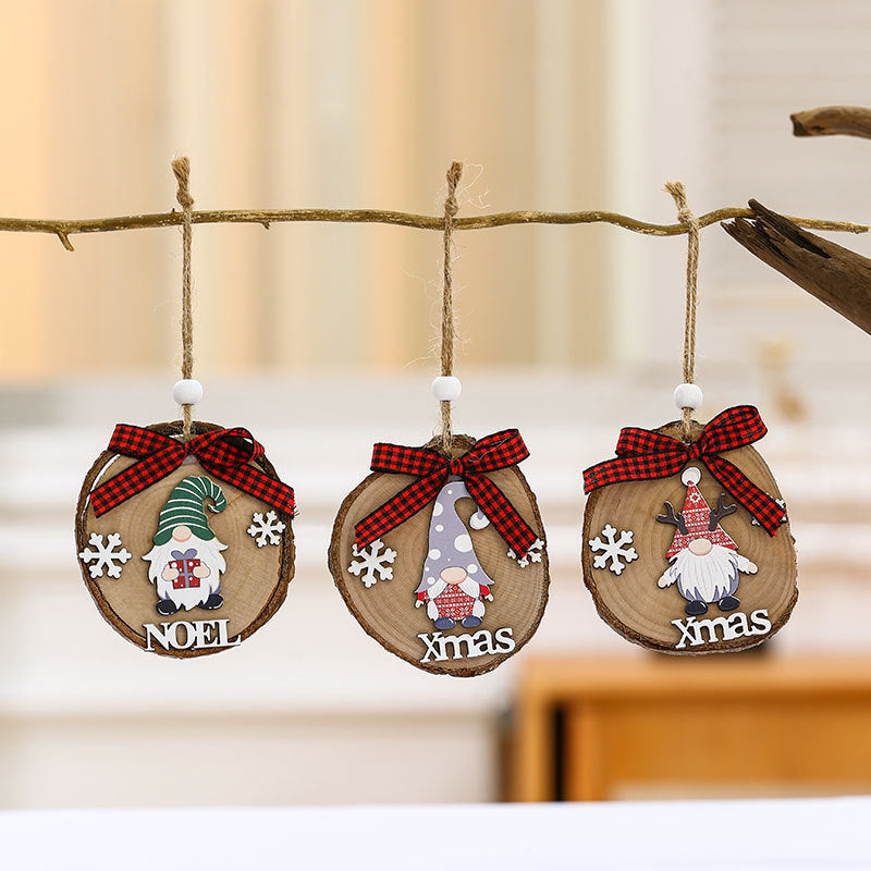 Wooden Holiday Gnome Ornament Yeouu
