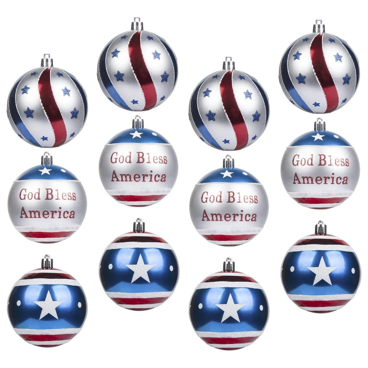 Unisex nan patriotic glass Christmas bauble set with glitter effect and inscription Yeouu