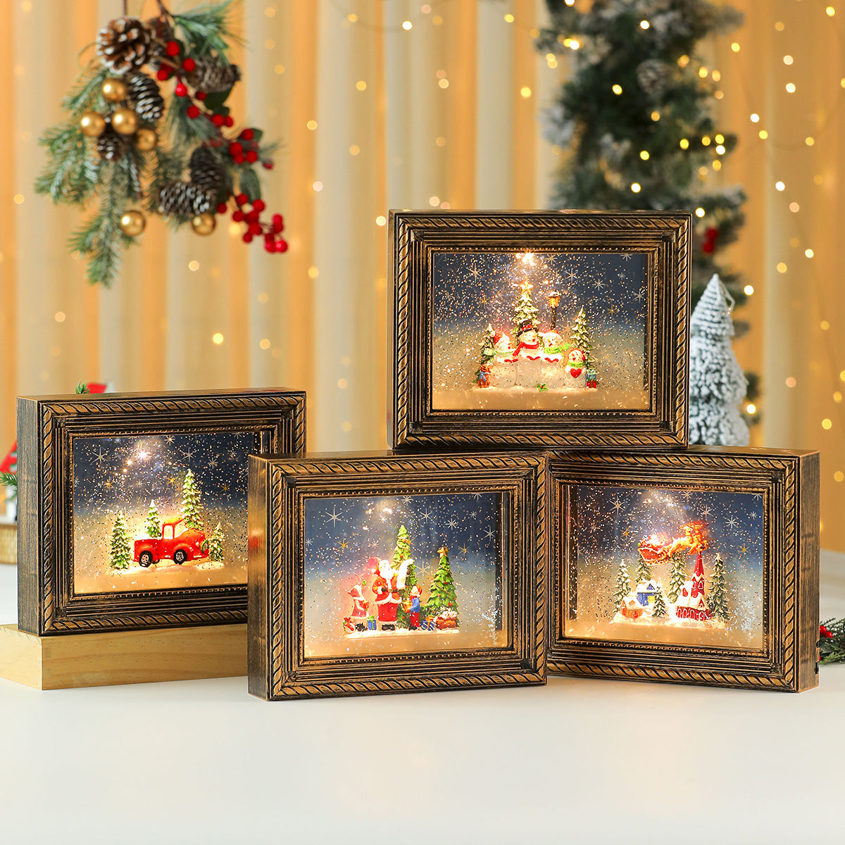 Illuminated Christmas Scene Figurine Yeouu