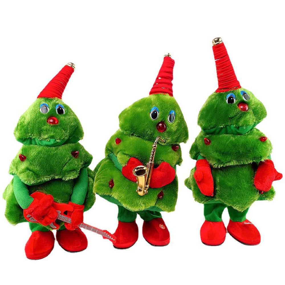 Plush Christmas Tree Figure with Guitar