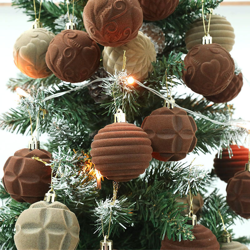 Yeouu | Flocking Christmas Ball 6cm12 Boxed Christmas Tree Velvet Ball Holiday Decorations