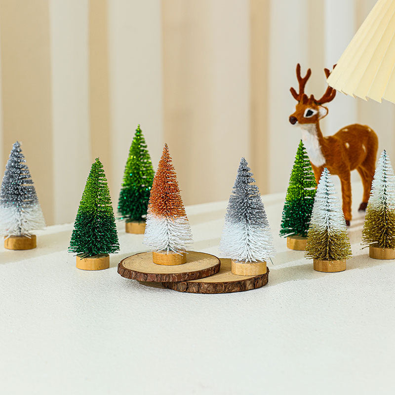 Miniature Christmas Tree Figurines Set Yeouu