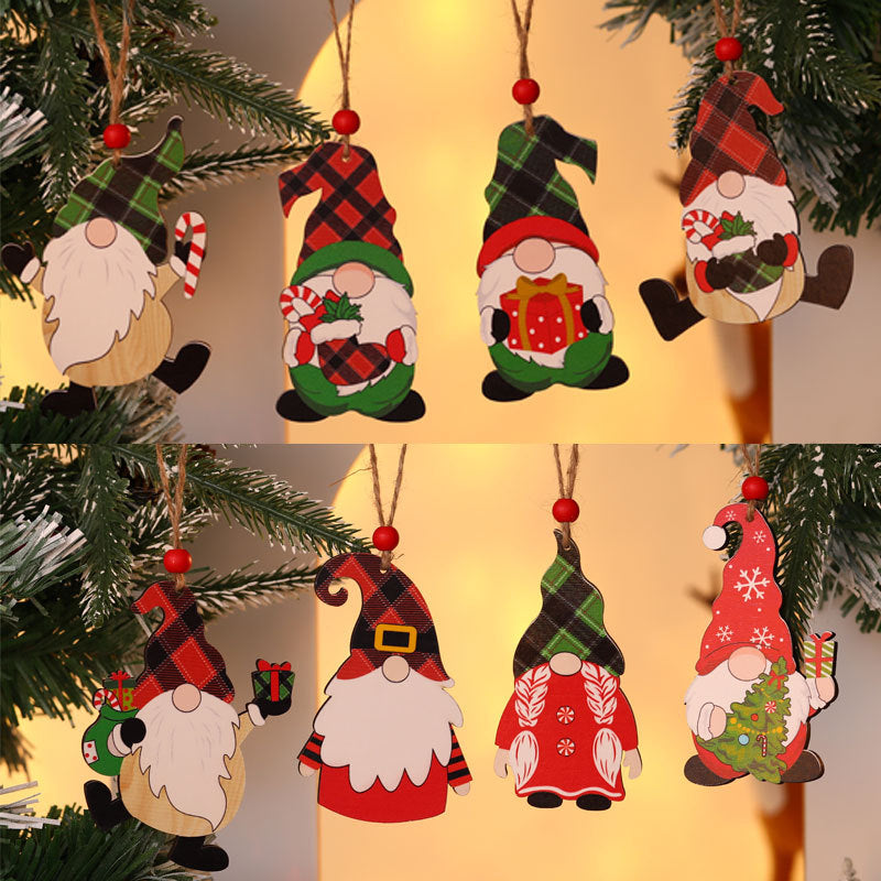 Wooden Christmas Gnome Ornament Yeouu