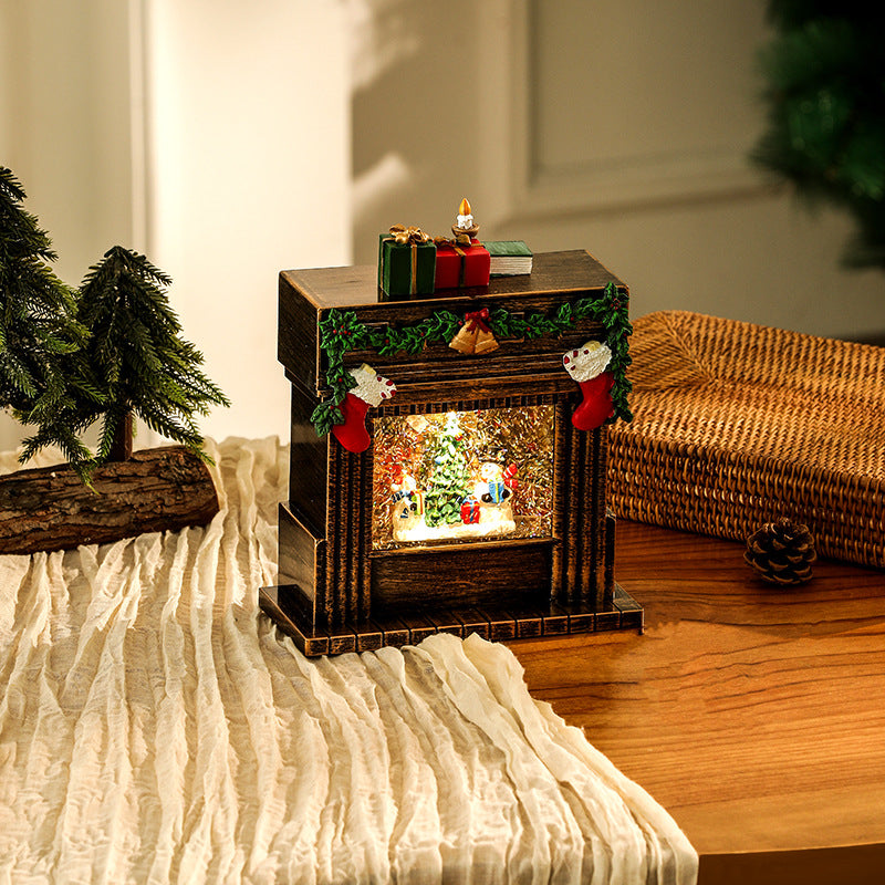 Decorative Christmas Romance Fireplace Figure Yeouu