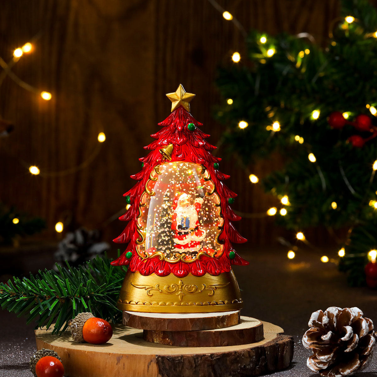 LED Illuminated Holiday Snow Globe Decoration Yeouu