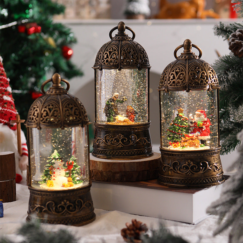 Elegant Christmas lantern with snow globe Yeouu