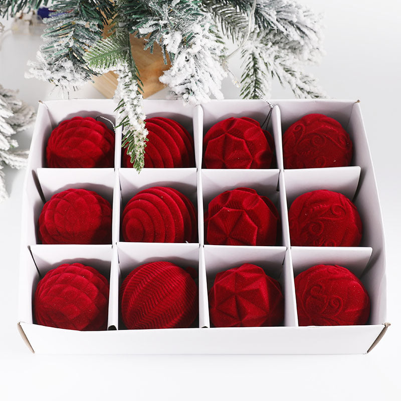 Yeouu | Flocking Christmas Ball 6cm12 Boxed Christmas Tree Velvet Ball Holiday Decorations