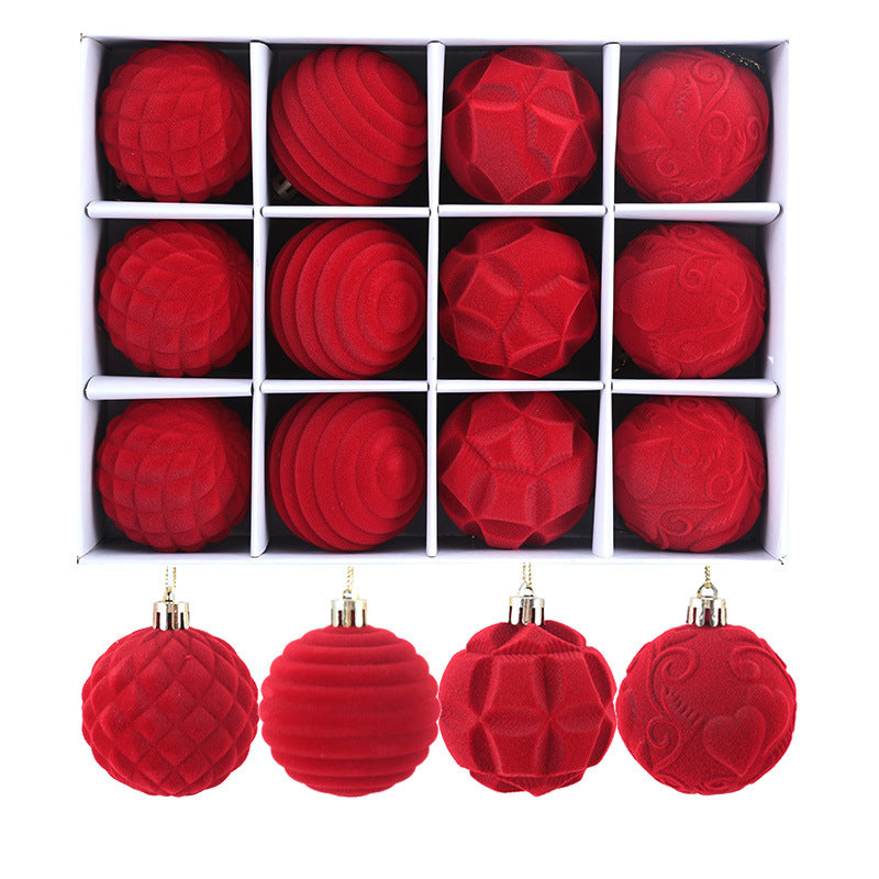 Yeouu | Flocking Christmas Ball 6cm12 Boxed Christmas Tree Velvet Ball Holiday Decorations
