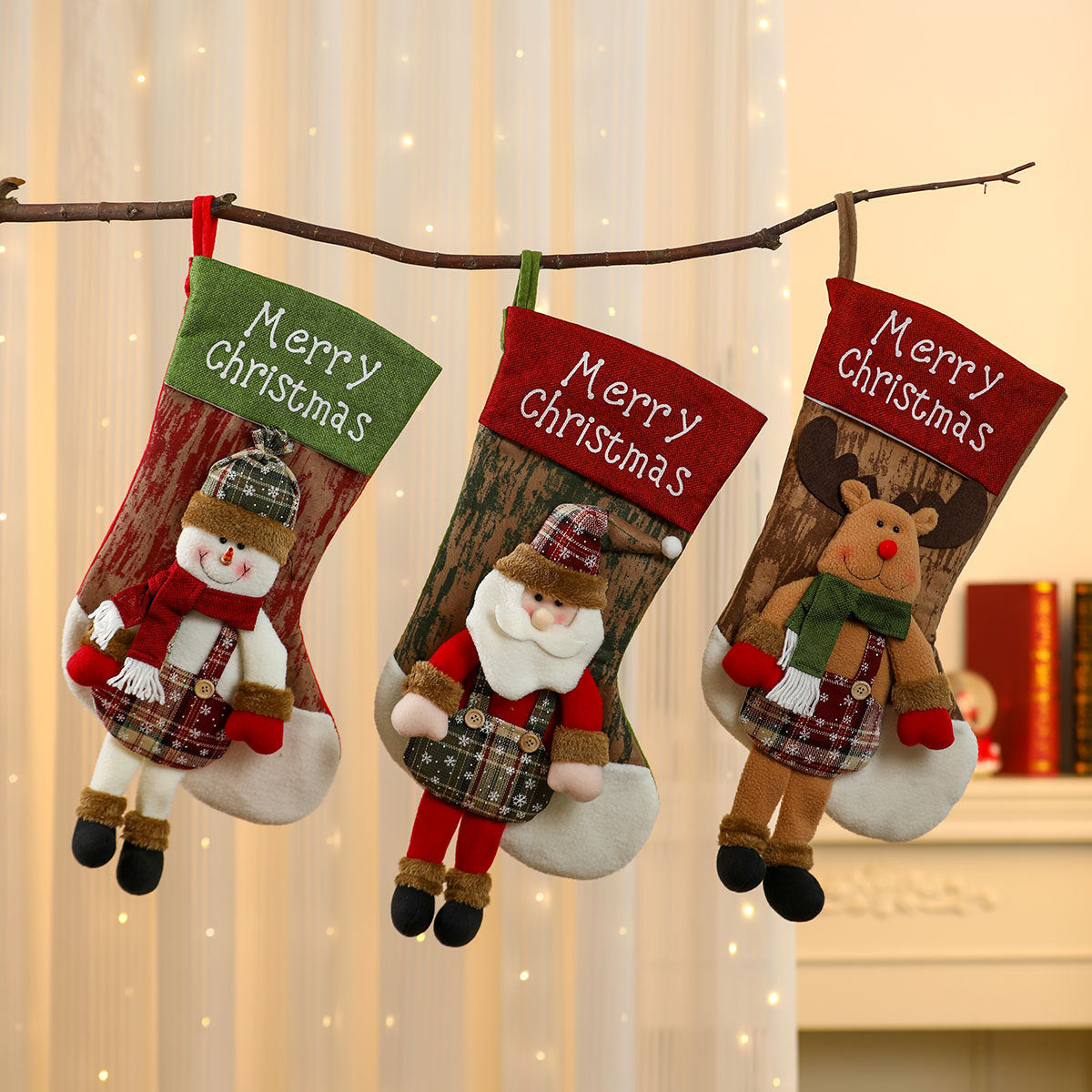 Plush Reindeer Christmas Stocking Yeouu