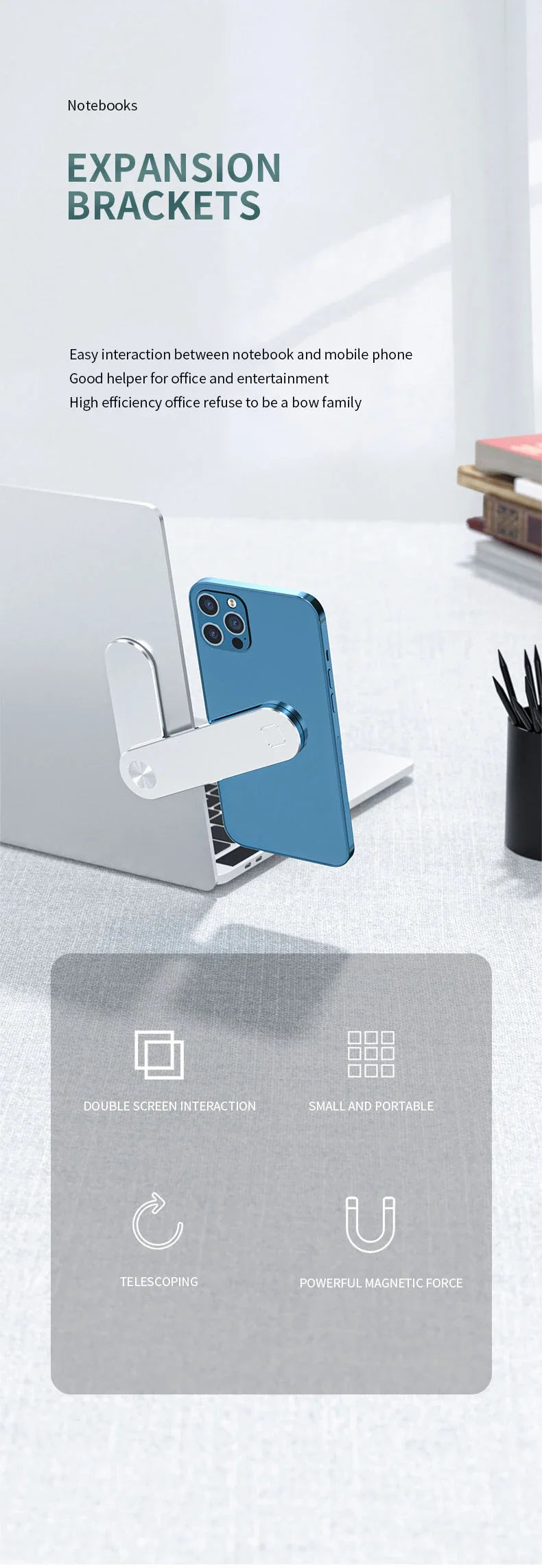 Magnetic Laptop Phone Holder